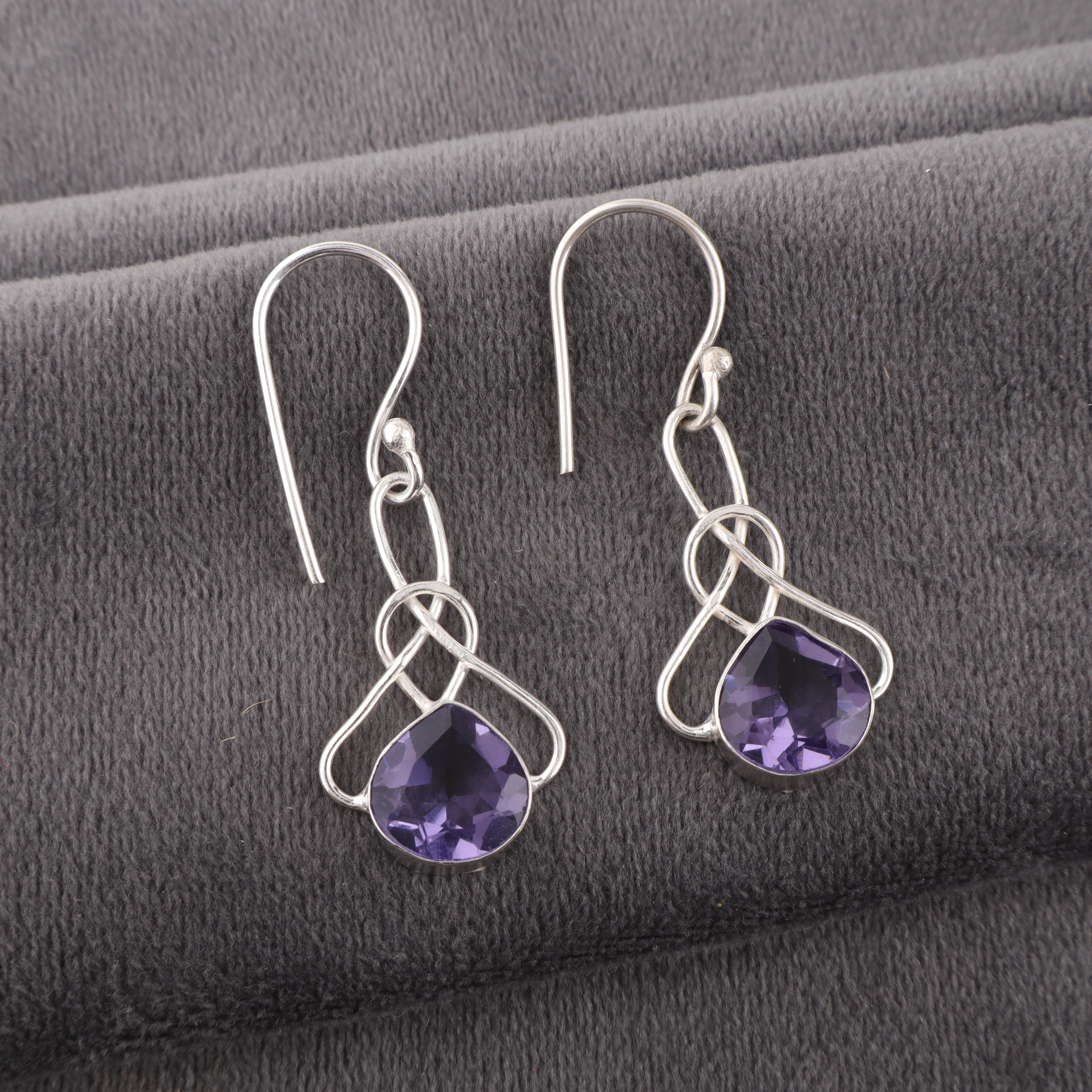 

Iolite Earrings, Handmade Gemstone Earrings, 925 Solid Sterling Silver Earrings Dainty Jewelry, For Engagement Gift 1.50 Inches фиолетовый