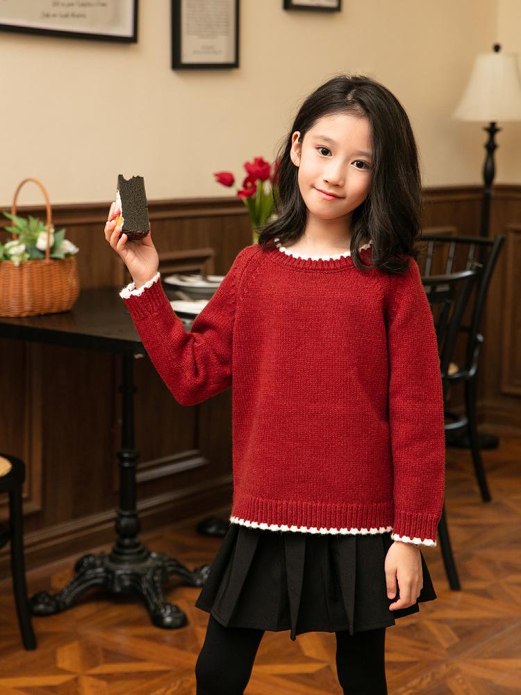 2025 Knit Red Family Sweater: Thickened Round Neck Pullover for Parent-Child, Couples & Casual Wear