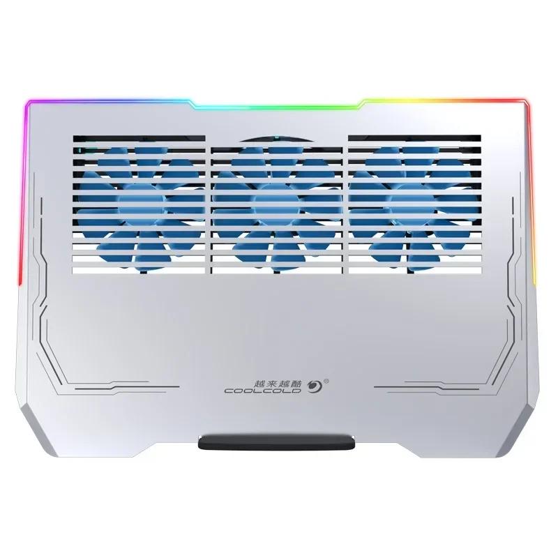 

Ice Demon Notebook Air-cooled Cooling Pad with RGB Colorful Light 3 Fans Cooling Radiator Bracket Suit for 12.1-17.3 Inch Laptop Ice Demon-Silver