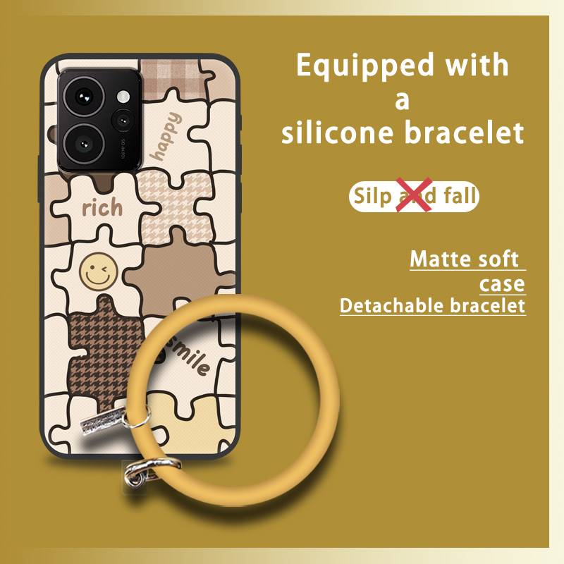 Waterproof Anti-knock Phone Case For Nokia HMD Skyline Ring Cute Back Cover Bracelet Solid Color Soft Case Youth Cartoon