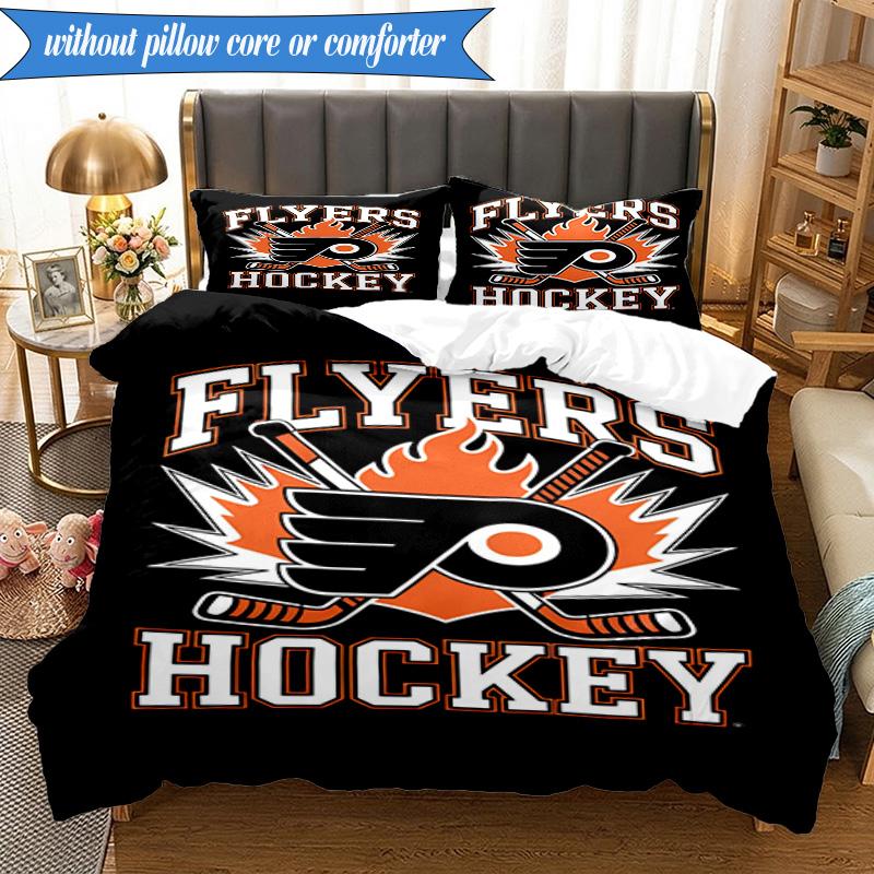3PCS Flyers Hockey Team Bedding Set,Including 1pc Duvet Cover And 2pcs Pillowcases Perfect for Bedroom, Dormitory, Fan Christmas gift