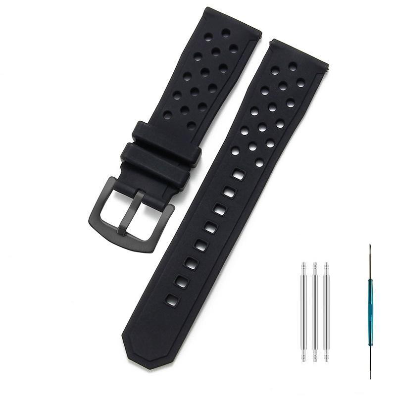 22mm Watch Strap For TAG Heuer F1 Monaco Carrera Formula 1 Watchband Air Vent Hole Wristband Rubber Silicone Bracelet Accessory