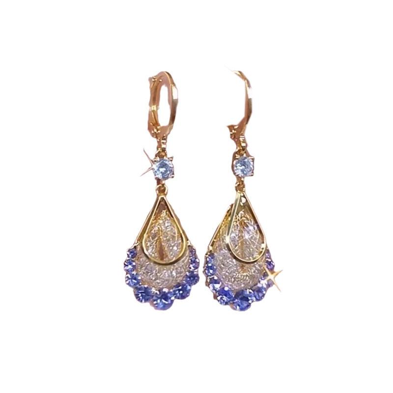 Elevate Your Style with These 2025 Hot Purple Mesh Water Drop Earrings, Featuring a High-end Luxury Niche Design and Exquisite Ear Buckles for Women.