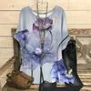 Women's T-shirt Fashion Small Floral 3D Digital Print Round Neck Five Quarter Sleeve T-shirt