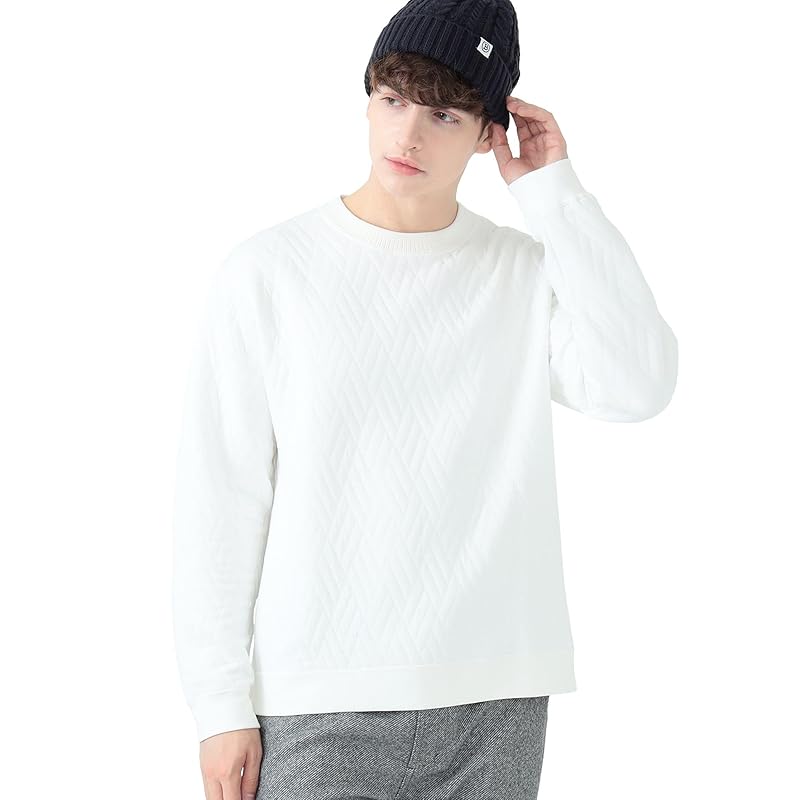 

[Beams Heart] sweatshirt geometric quilt crew neck men s WHITE L