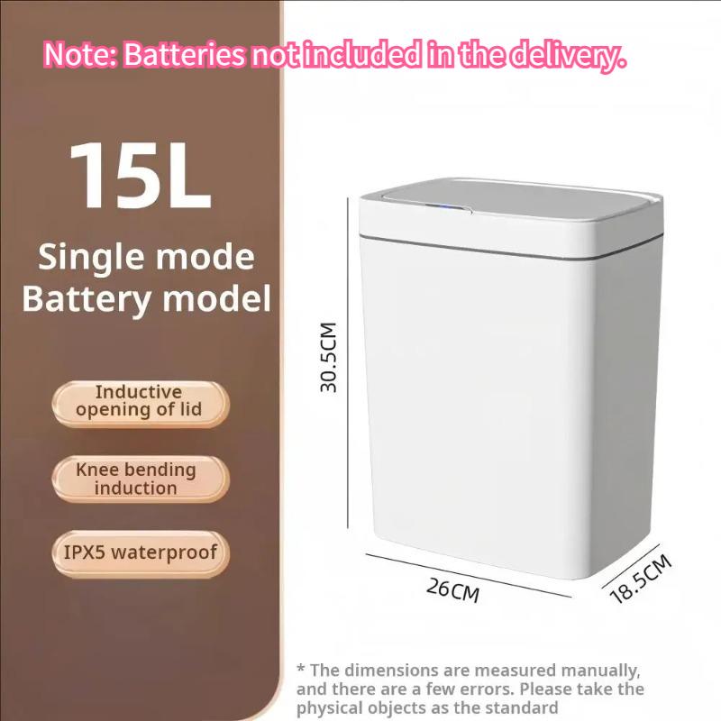 

White Touchless 15L Smart Sensor Trash Can – Electronic Bathroom Garbage Bin with Automatic Bagging, Smart Home Compatible