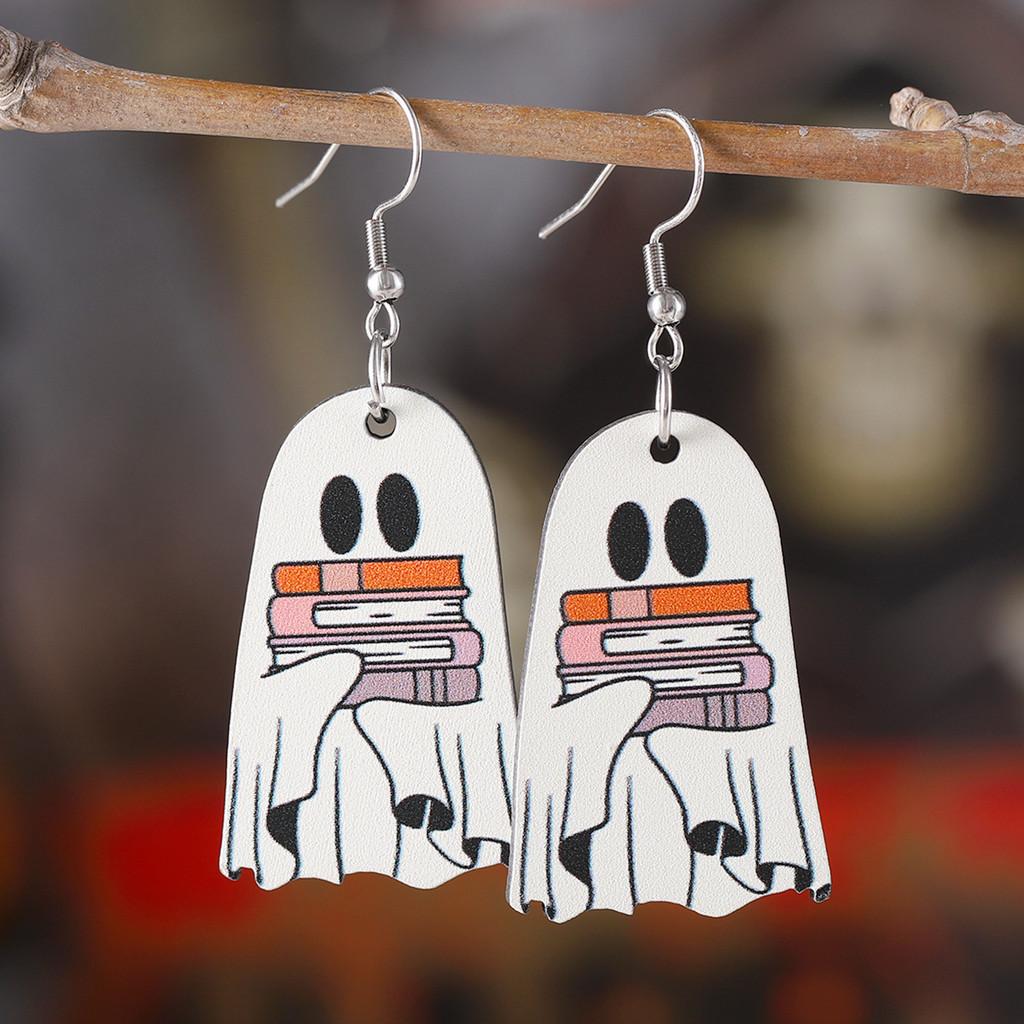 Wooden Handmade Unique Ghost Earrings Perfect For Halloween Book Lovers And Fans