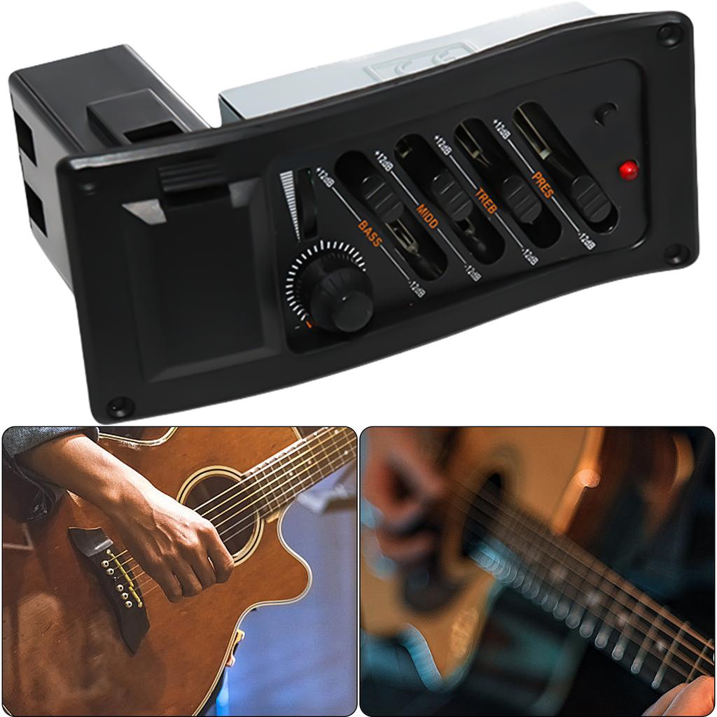 Guitar Amplifier Equalizer Preamp Pickup Tuner Volumes Control Pickup 4 Bands Acoustic Guitar Preamplifier Equalizer