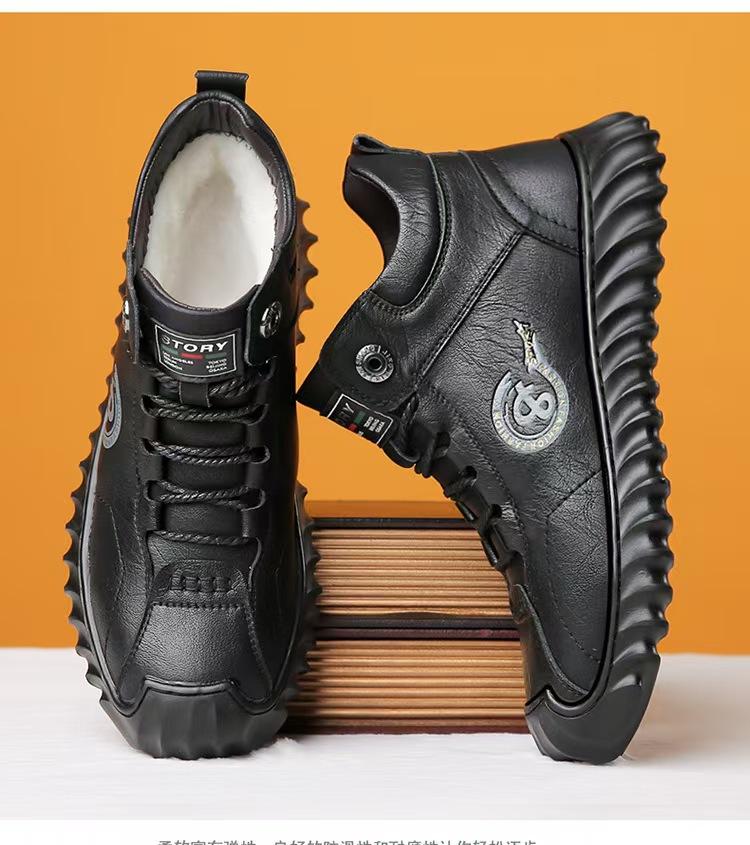 Men's Winter Martin Boots Fleece Thickened Versatile Snow Boots Labor Insurance Men's Cotton Shoes Zhongbang Leather Cotton Boots