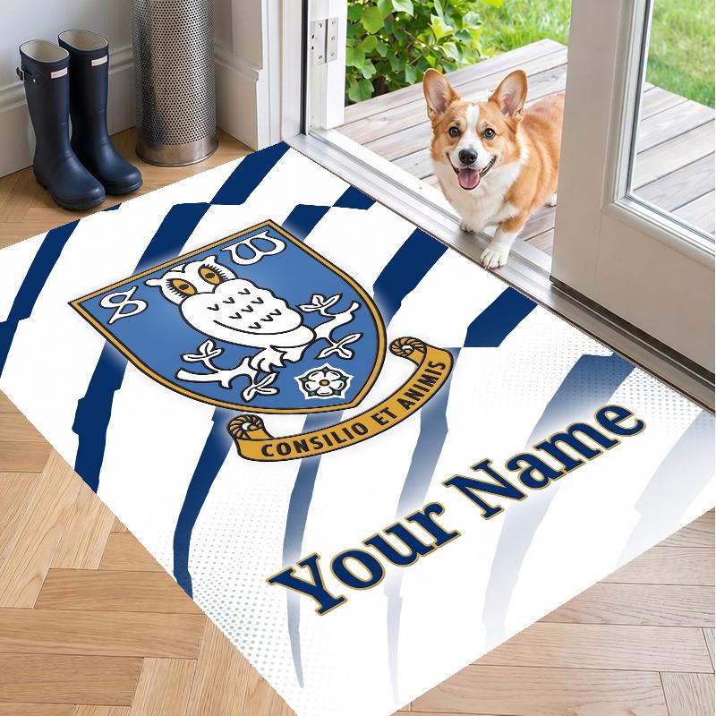 Custom Name Sheffield Wednesday FC Crystal Velvet Floor Rug Personalized Text Soft Carpet Home Decor