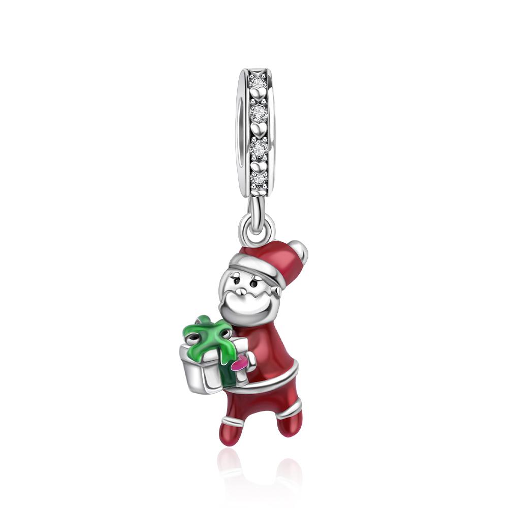New Christmas Charms Copper Playful Santa & Tree Beads Sweater Dangle Charm Fits Original Bracelet For Gift