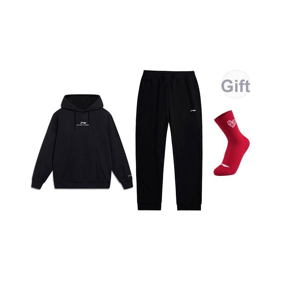 Li-Ning Свободный Универсальный Худи Удобный Модный Спортивный Костюм Повседневный Мужской свитшот AWDUC41-1+AKLUE31-1 M