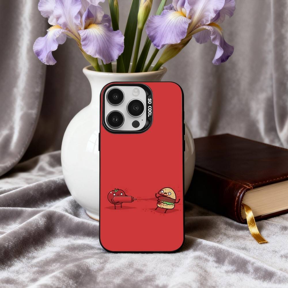 F-Funny Food Fancy art Phone Case For iPhone17,16,15,14,13,12,11 Plus,Pro Max Black Candy silver phone case