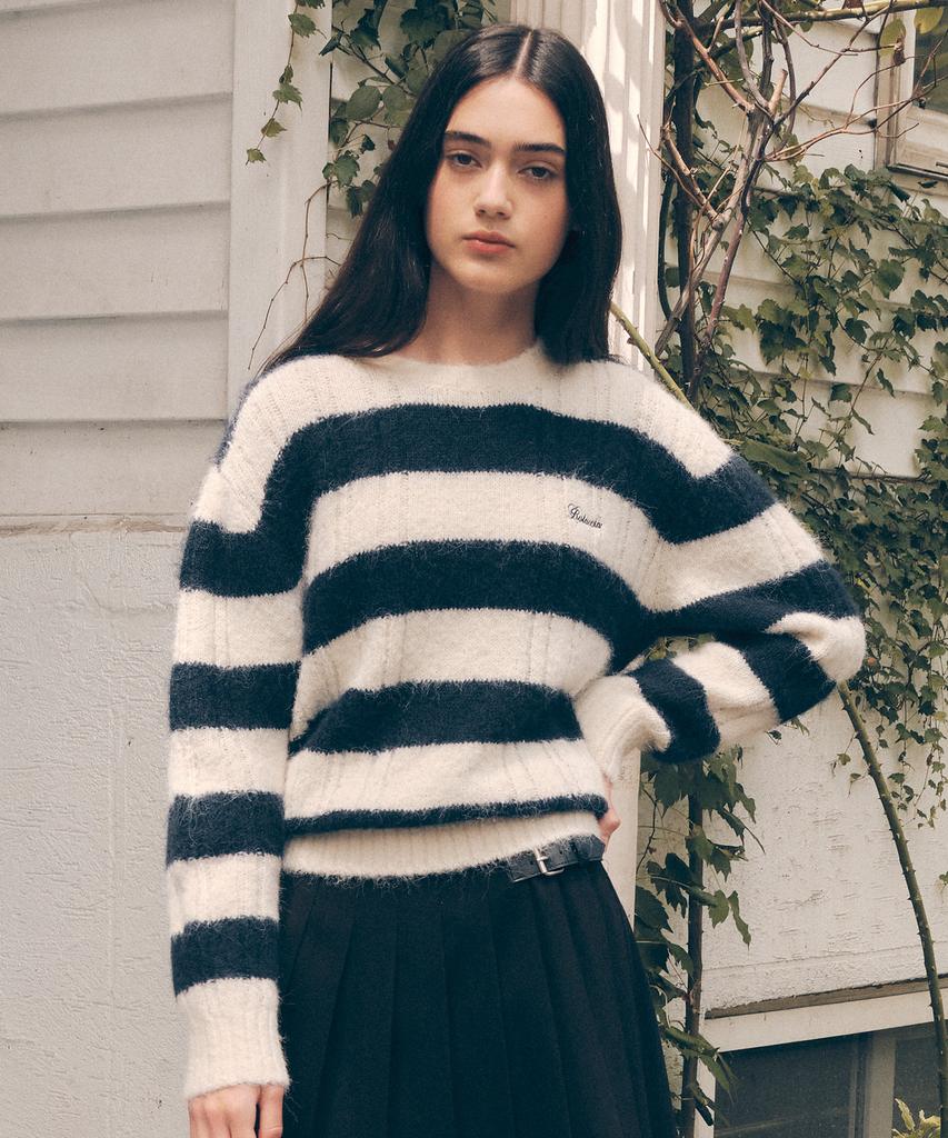 ROLAROLA Overfit Boarder Knit Nv+Iv