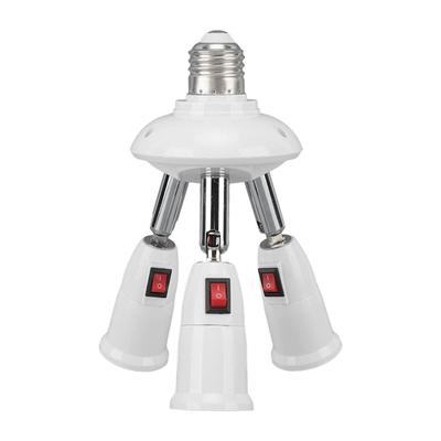 E27 E26 Lamp Adapter 3 In 1 Light Socket Extender Adjustable 85?265V with Button Switch for Home