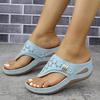 New Style of Plus-size Casual Slippers, Flat-bottomed Thick-soled Toe Wedge Heel Comfortable Sandals, Women's Shoes