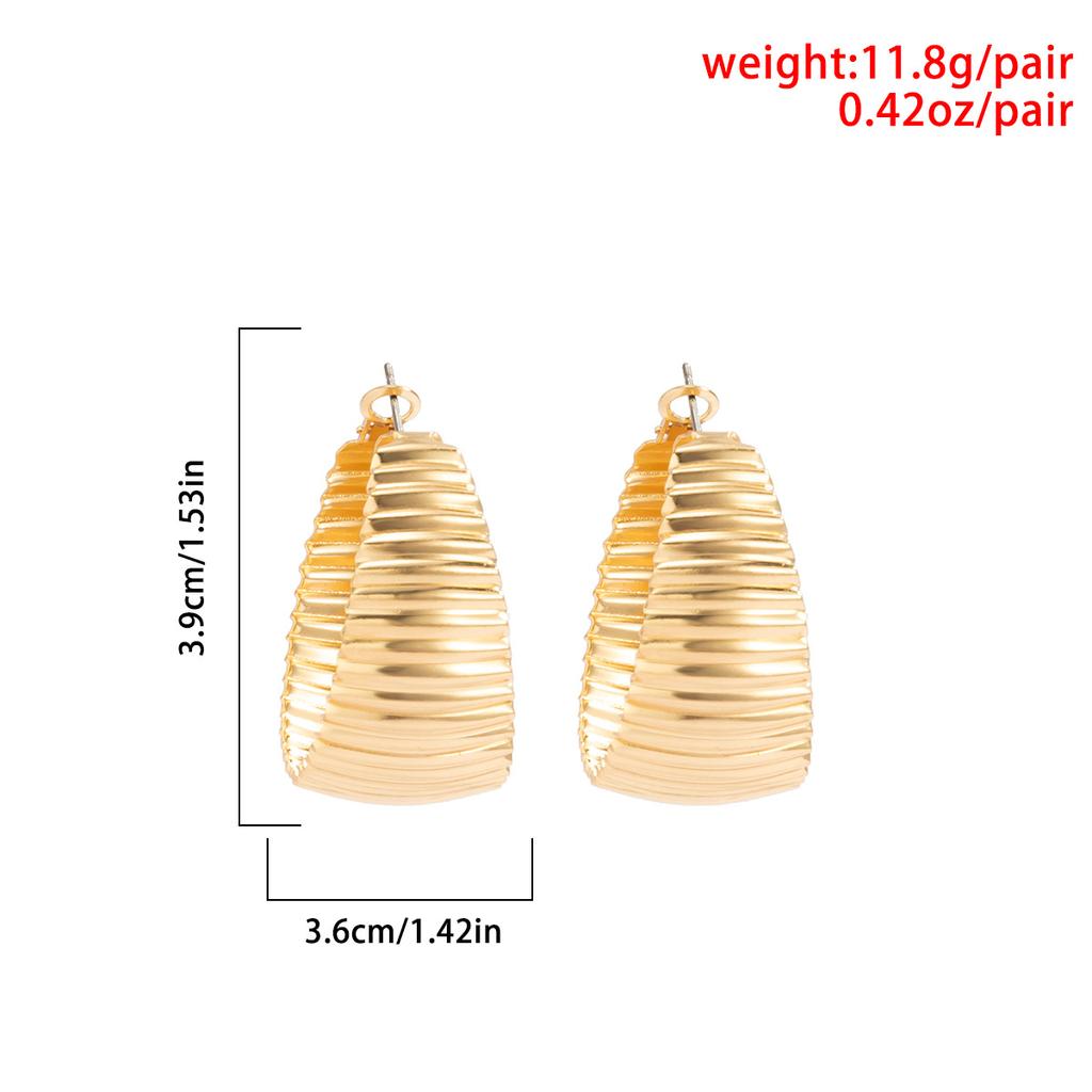 Modetrend Retro Metalltextur Gestreifte Ohrstecker für Damen, Hip Hop Einfache Geometrische C-förmige Ohrringe