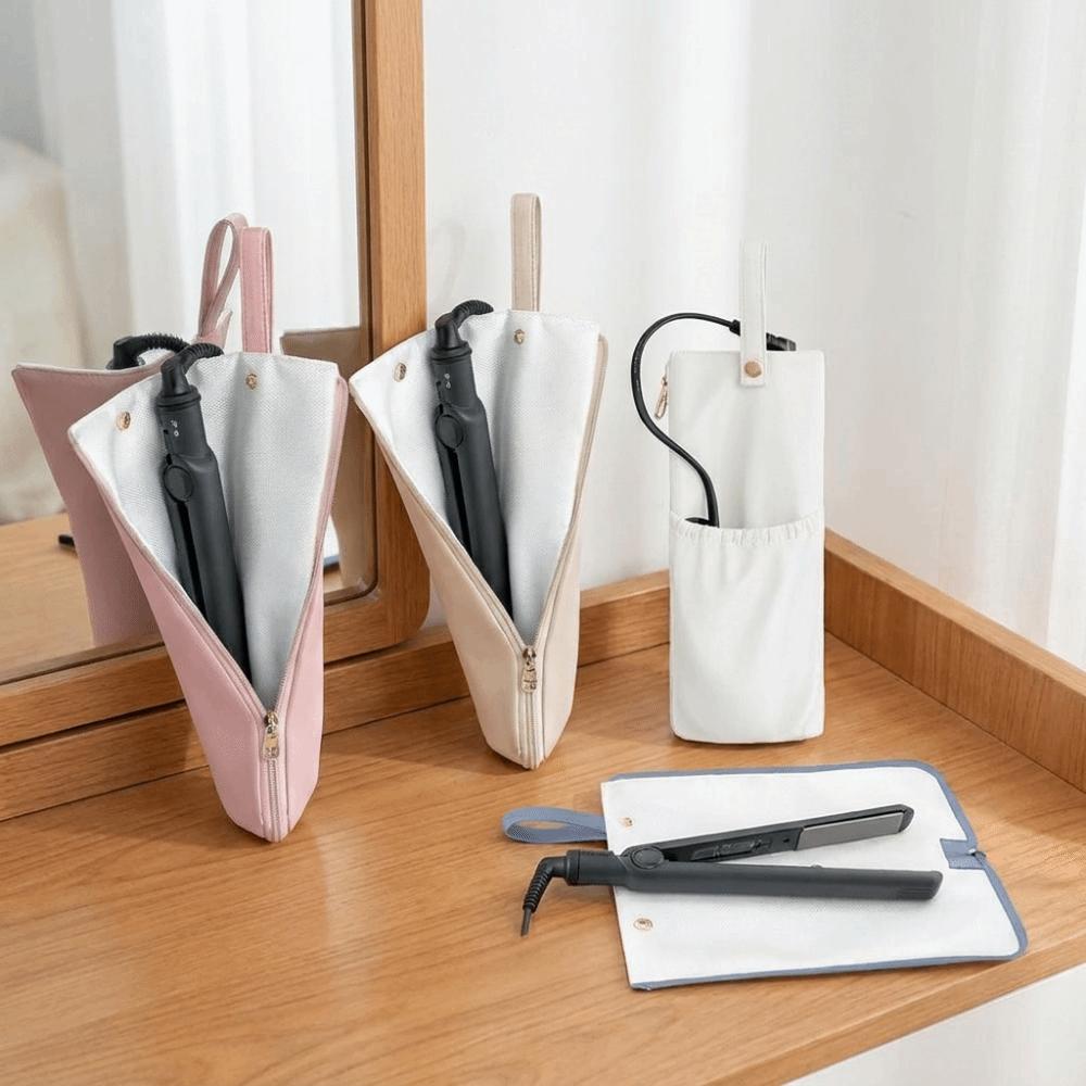 Heat-Resistant Curling Iron Bag Hanging Anti-scalding Straightener Storage Pouch Waterproof with Zipper Hair Curling Holder