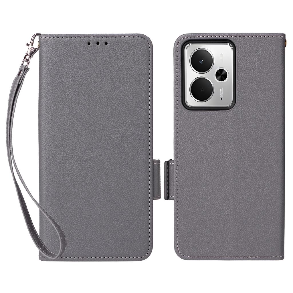 For Realme 14T 5G/14 5G Case with Wrist Strap Litchi Texture PU Leather Wallet Phone Cover