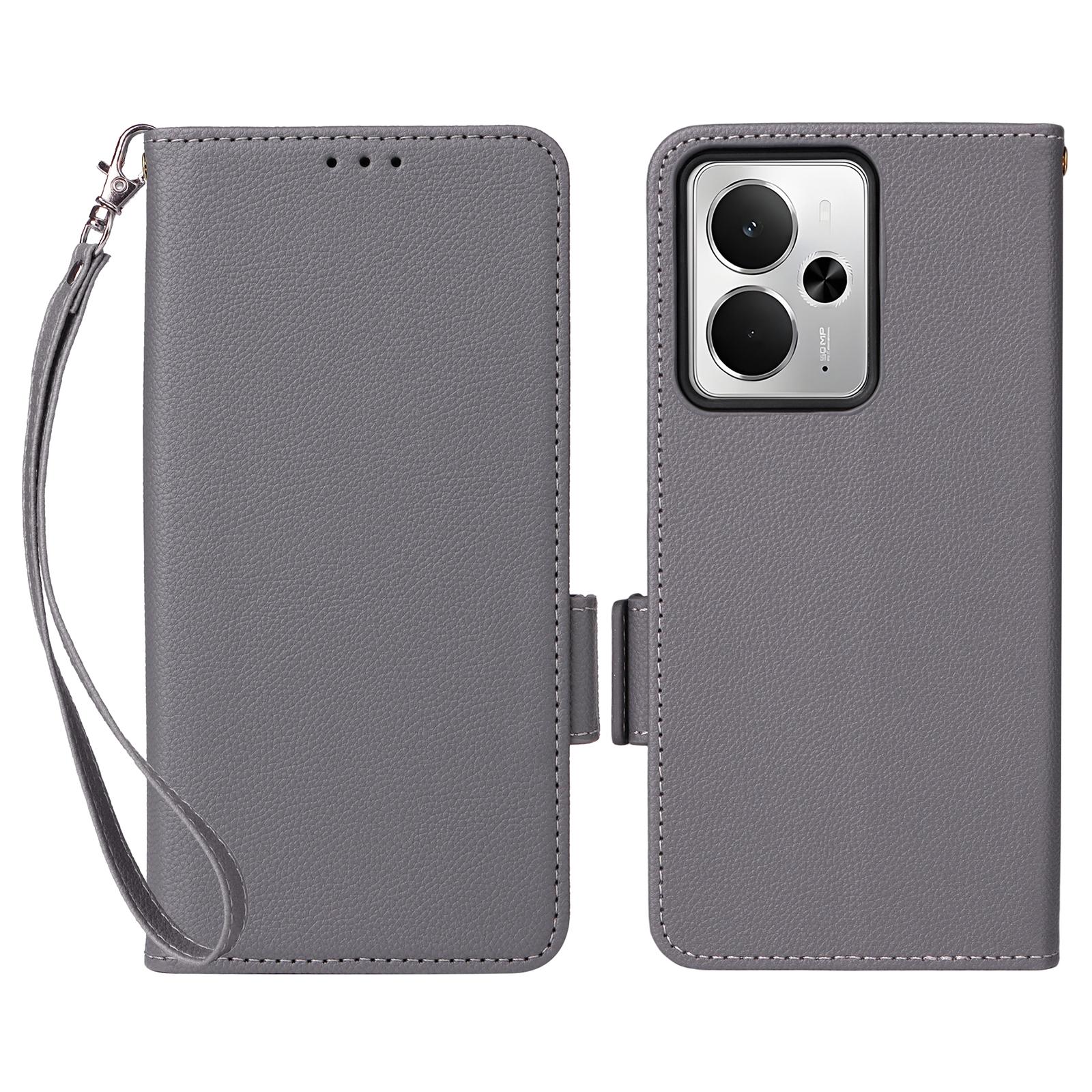 

Для Realme 14T 5G/14 5G Чохол з ремінцем на зап ястя Текстура лічі PU шкіра Гаманець Чохол для телефону A