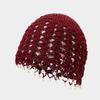Cappello a secchiello all'uncinetto floreale da donna - Pullover in stile etnico con laccetto a nappa