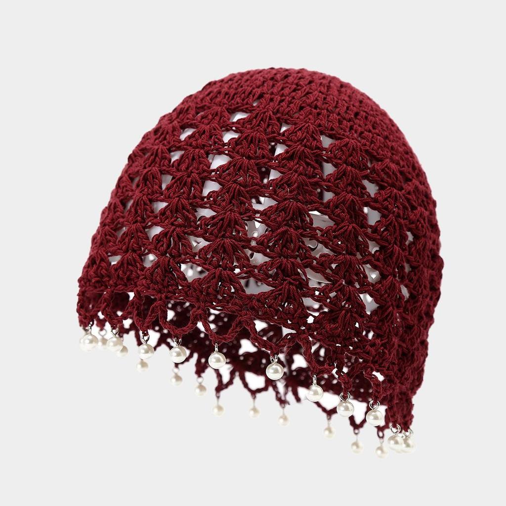 Cappello a secchiello all'uncinetto floreale da donna - Pullover in stile etnico con laccetto a nappa