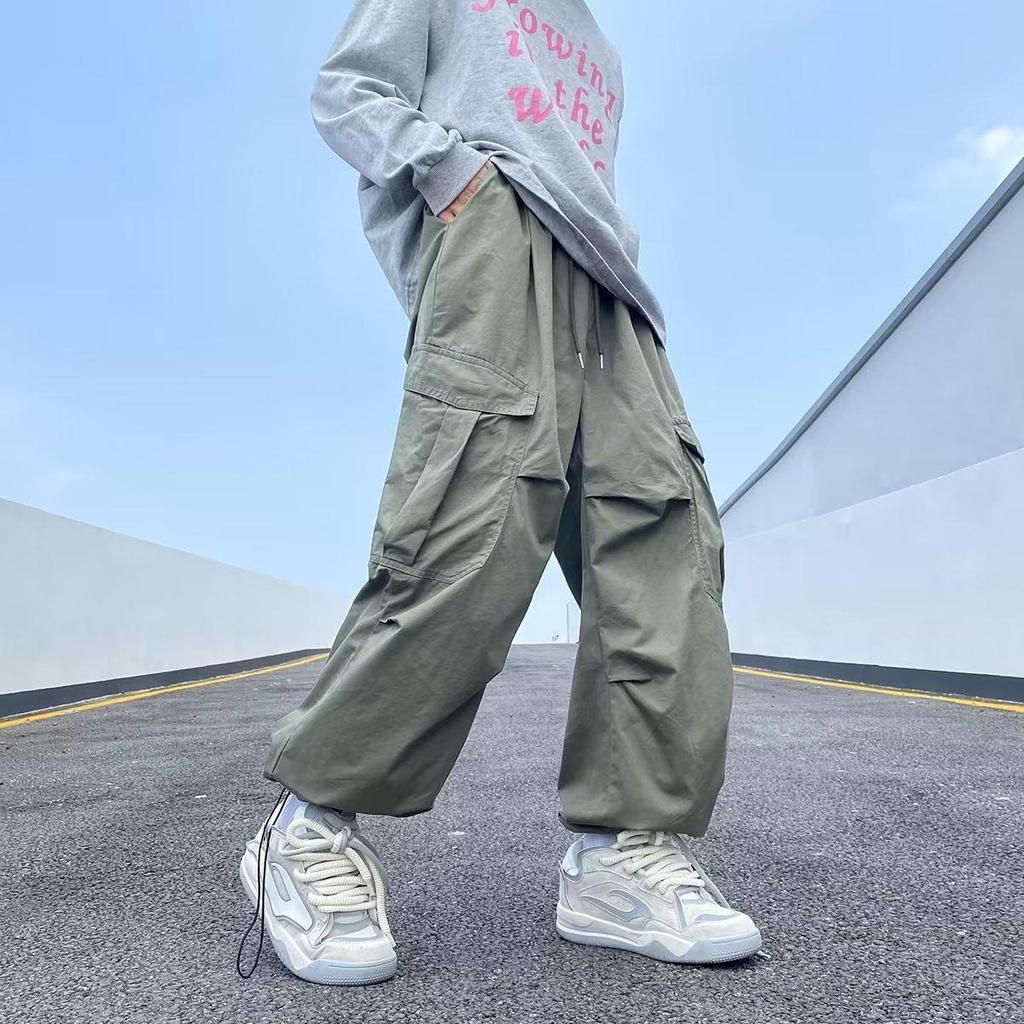 Pants Men's Trendy Brand Ruffian Handsome Spring and Autumn Japanese Functional Style High Street Versatile Loose Wide-leg Multi-pocket Overalls