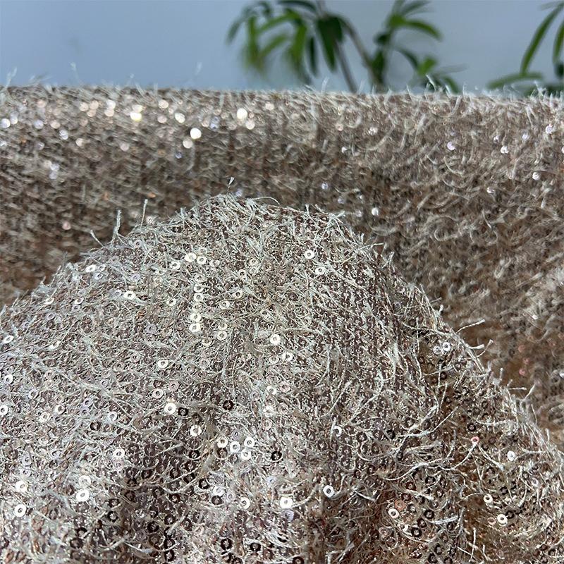 1/3 yardu 5mm Třásně Korálky Vyšívaná Šifonová Látka Svatba Oblečení Dětské Oblečení Módní Materiál na Oblečení