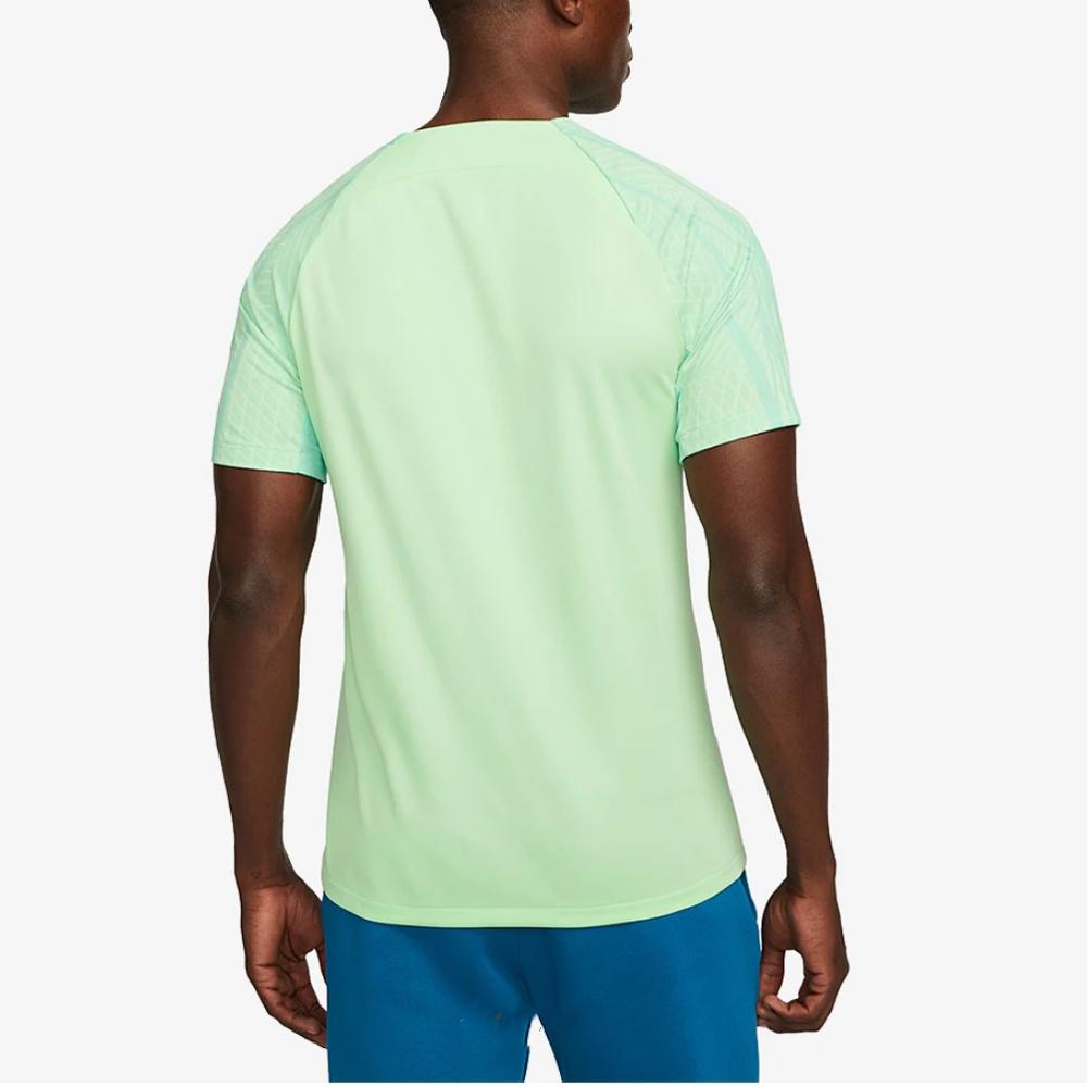 Nike Dri-Fit Strike Brazil National Team Soccer Training Series Logo Print Striped Crew Neck Short Sleeve T-Shirt Men Tops Light-Green DH6441-390