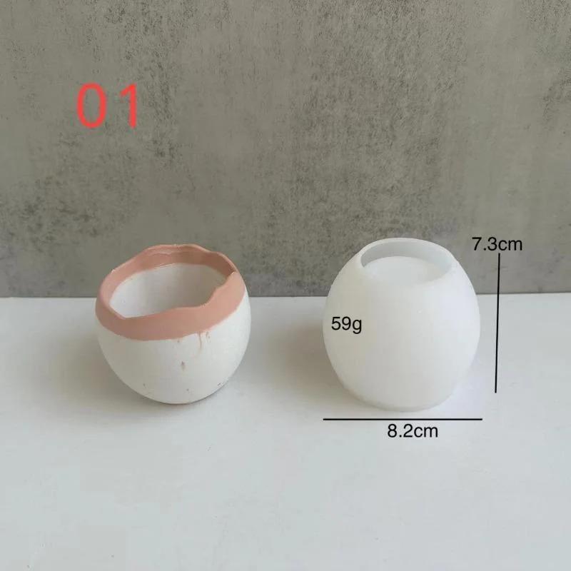 Egg-shaped Flower Pot Silicone Mold Eggshell Candle Cup Candle Jar Mold Succulent Plant Flowerpot Concrete Cement Plaster Mold