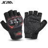 JCAA Black Summer Half Finger Motorcycle Gloves with Carbon Fiber Knuckle Protection - Breathable & Durable Motorbike Gloves Men