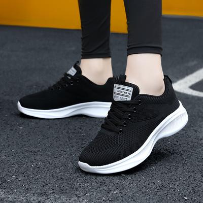 Spring High Elastic and Lightweight Running Shoes New Women's Shoes Middle School Students Lightweight Breathable Fly Weaving Rest Mesh Idle Shoes