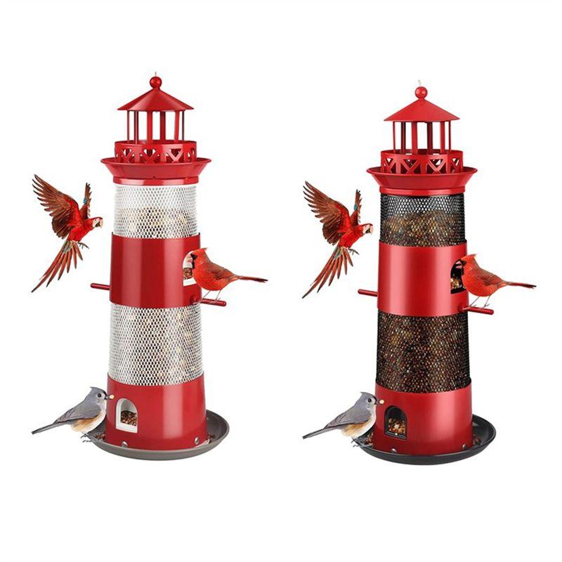 

AEE4-Bird Feeders For Outdoors Hanging, Squirrel Proof Bird For Outside, Metal Bird Seed For Black