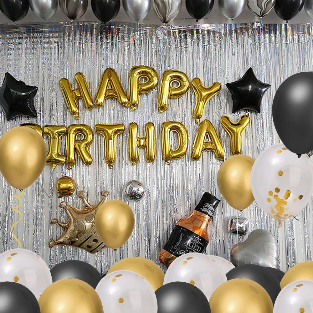 150/15x Gold Black Mixed Confetti Latex Balloons Boy Girl Birthday Globos Home Party Decorations Graduation New Year Accessories