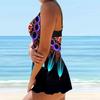 Damen-Badeanzug mit Schultergurten und Phönixschwanz-Blumendruck, Bikini-Shorts, Tanktop-Badeanzug