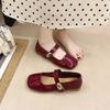 Square Head Mary Jane Shoes Women's Summer New Spring Shallow Mouth Soft Sole Small Leather Shoes Low Heel Flat Sole Single Shoes Women