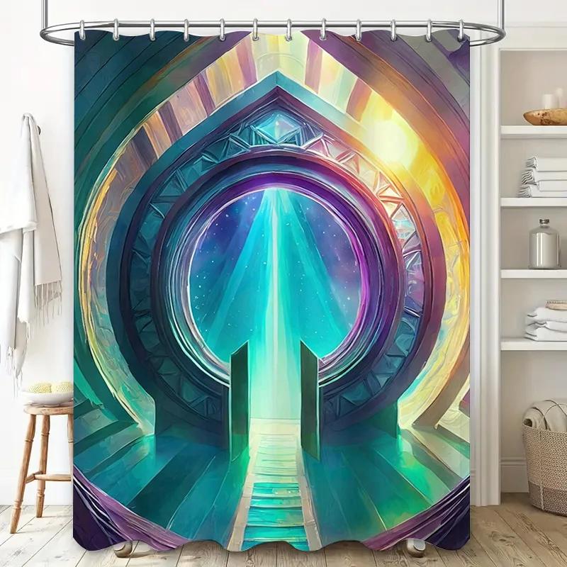 

Modern Bathroom Shower Curtain With Futuristic Design Space Exploration Gate Staircase Art Decor Print Waterproof Fabric For Hom W60H190(CM)-1 Pcs