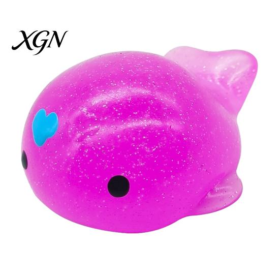 Decompression Toy Mini Glitter Animal Squeeze Toy, Whale Hedgehog Dolphin Crab Rabbit Pinch Anxiety Relief Stretchy Stress Ball, Party