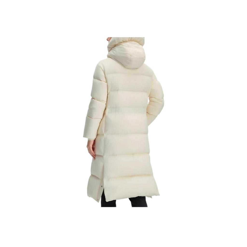 Fila Fitness Logo Comfortable Warm Casual Long Hooded Down Jacket Women Outerwear Vanilla-White A11W441908FIV