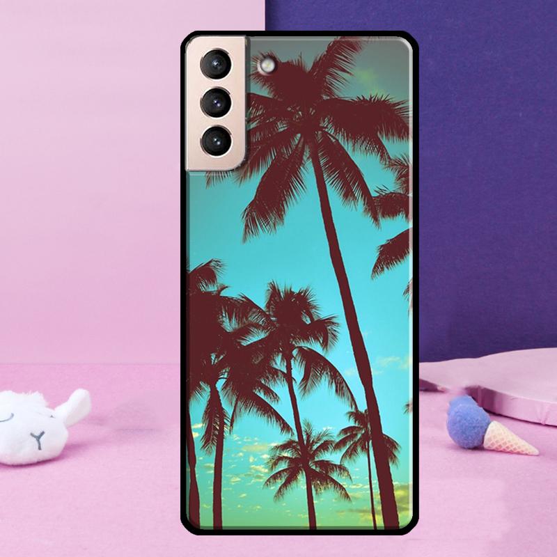 Summer Beach Sunset Palm Tree Phone Case For Samsung Galaxy S25 Ultra S24 S23 Ultra S9 S10 S20 S21 S22 Plus S24 FE Cover
