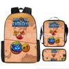 Large Capacity Schoolbag with Shoulder Strap; Student Three-piece Pencil Case Set