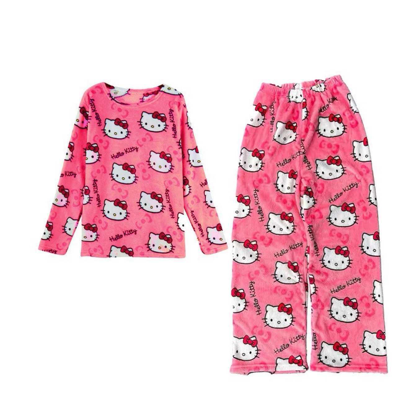 

Women s Korean Style Flannel Cartoon Pajama Pants Set – Autumn/Winter Thick Coral Fleece, Warm Casual Homewear, Suitable for Outdoor Wear M (75-95 jin)