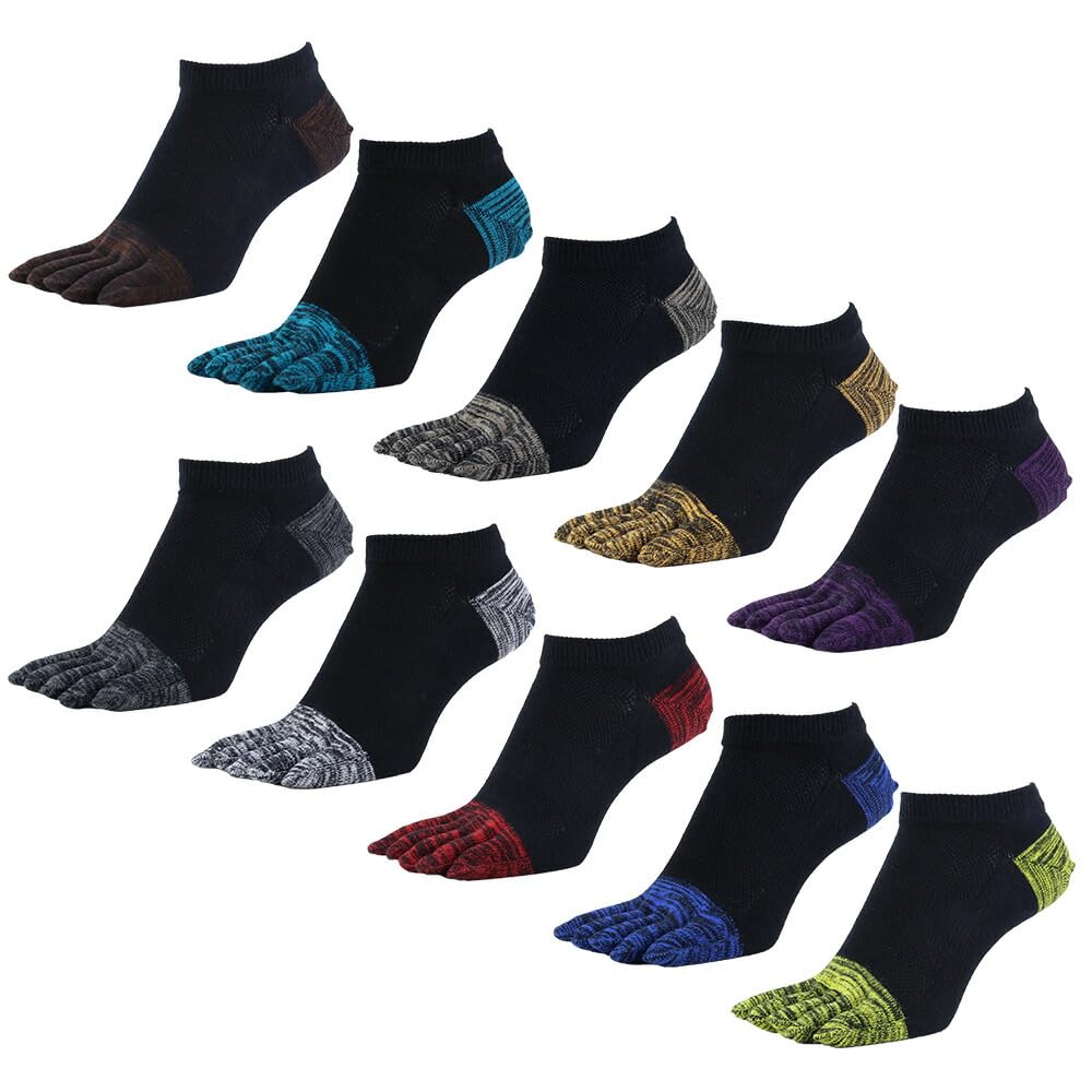 

Asuka Толстые махровые носки до щиколотки 10 пар Мужские носки с пятью пальцами, Подошва усиленная, Длина 27-29 см,