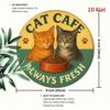 Retro Cat Cafe Metal Poster, Wall Art for Kitchen