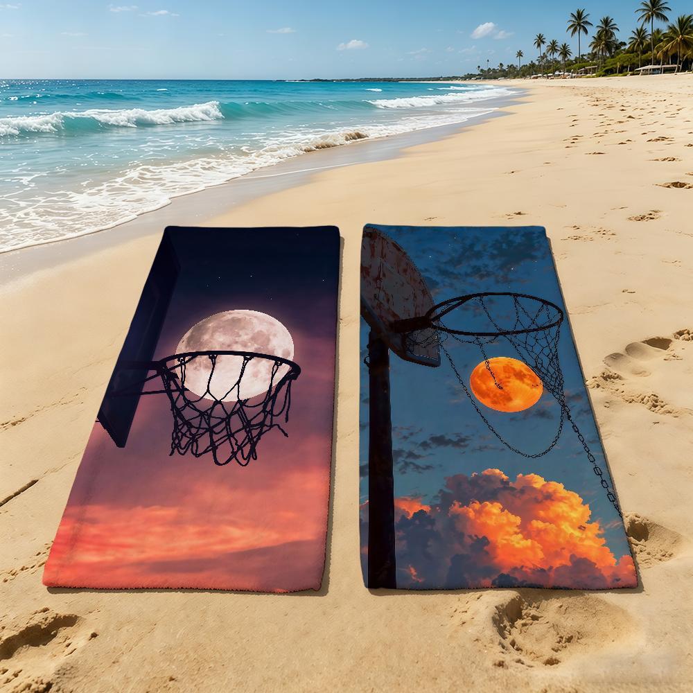 Towel For Outdoor Camping Beach Towel Moon Cool Basketball Super Absorbent Quick-Drying Summer Towel