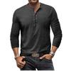 Herren Unifarbenes Henley-Shirt Langarm Lässig Knopfleiste Oberteil