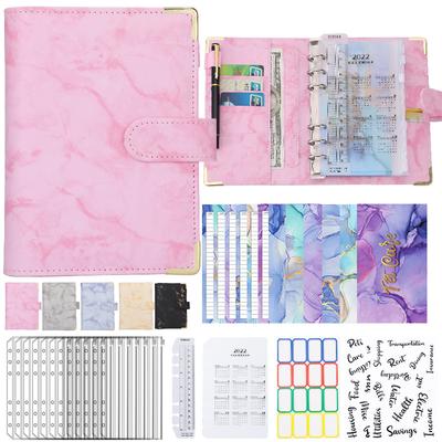A6 Leather Binder Cover Budget Binder Cash Envelope Money Saving Binder Marble Notebook