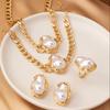 Vintage-Inspired Women's Jewelry Set: Faux Pearl Pendant Necklace, Bracelet & Earrings - Chic Plastic Pearl Accents for Casual Attire