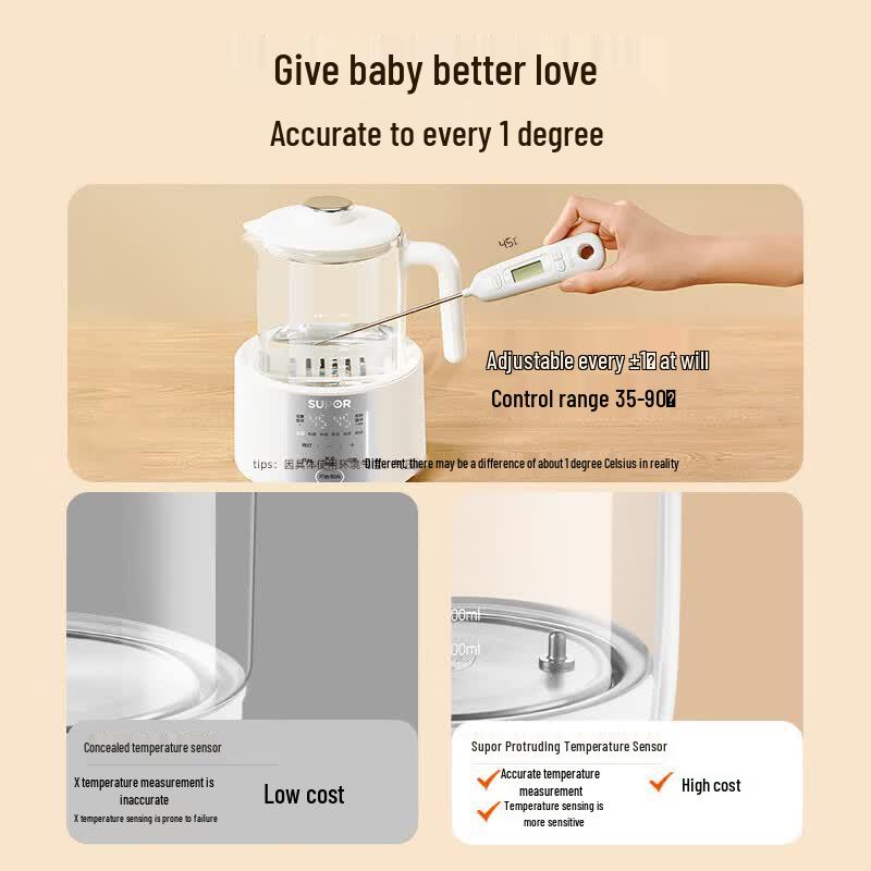 SUPOR 1.2L Smart Glass Electric Kettle & Health Pot CN plug (adapter included)