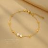 New Arrival Trendy Elegant Minimalist Stainless Steel Gold Plated Chain & Link Bow Knot Unisex Bracelet